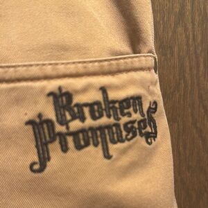 Tan Relaxed Jeans with Intricate Design